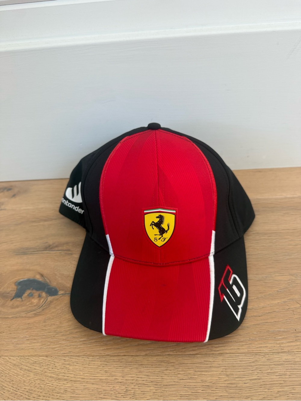 Ferrari Red and Black Kids Motorsport Cap with Shield